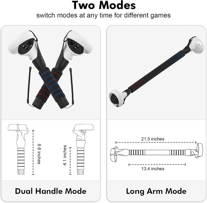 AMVR Gorilla Tag Long Arms Beat Saber Handles Compatible with Oculus Quest 2/Quest/Rift S, VR Controller Extension Grip Accessories 2 in 1 Sticks Attachment, Reinforcement with Tie Wraps(Not for Q3) - Image 3